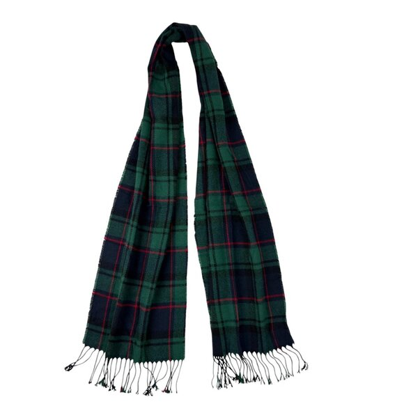 Old Navy Unisex Plaid Fringe Winter Scarf Green Navy Red Tartan Acrylic One Size - Picture 2 of 7
